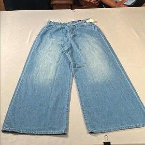 GAP Kids Denim Super Light Baggy XXL High Rise Fitted Waist Wide Leg Blue Jeans
